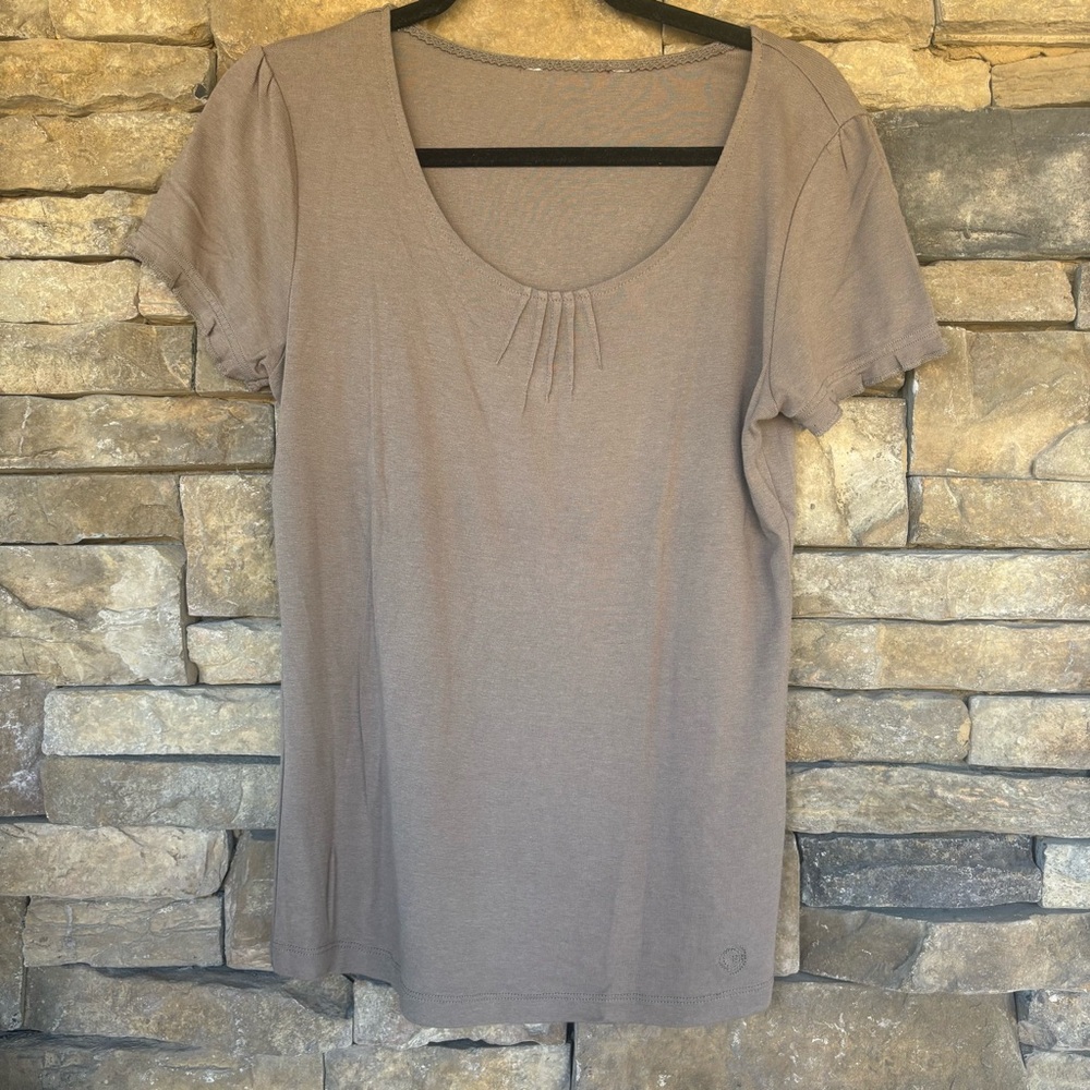 Elegant Short Sleeve Top‎ in Taupe